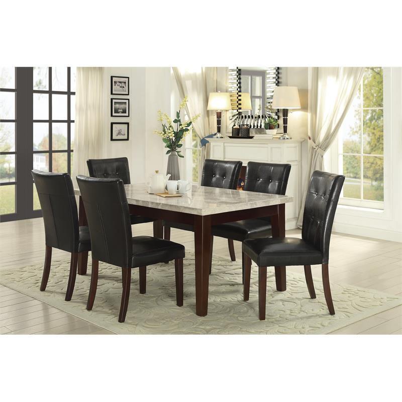 Espresso Faux Leather Upholstered Dining Side Chair with Wood Legs