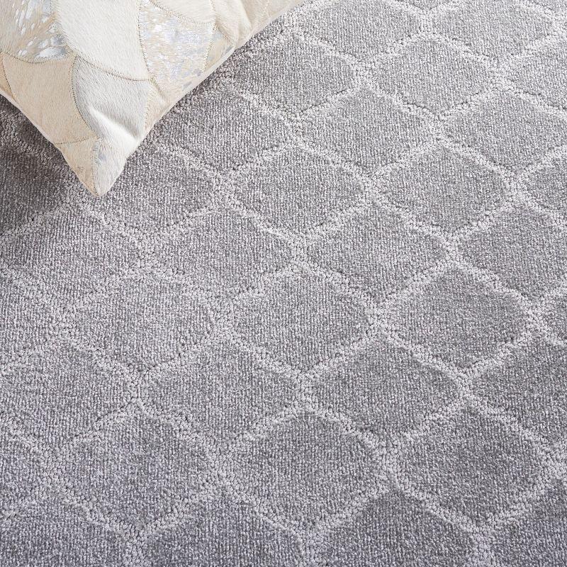 Gray Hand-Knotted Synthetic Rectangular Area Rug