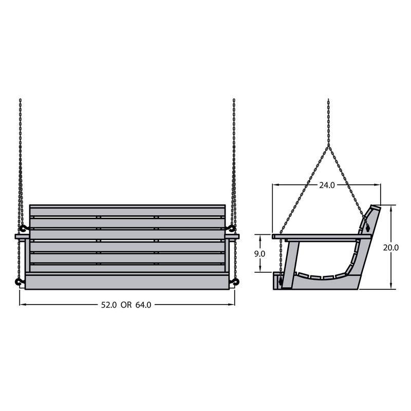 Federal Blue 4' Poly Lumber Porch Swing with Chains