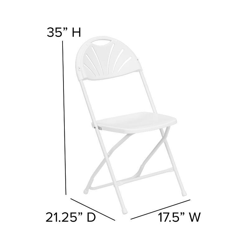 Emma and Oliver 2 Pack 650 lb. Capacity White Plastic Fan Back Folding Chair