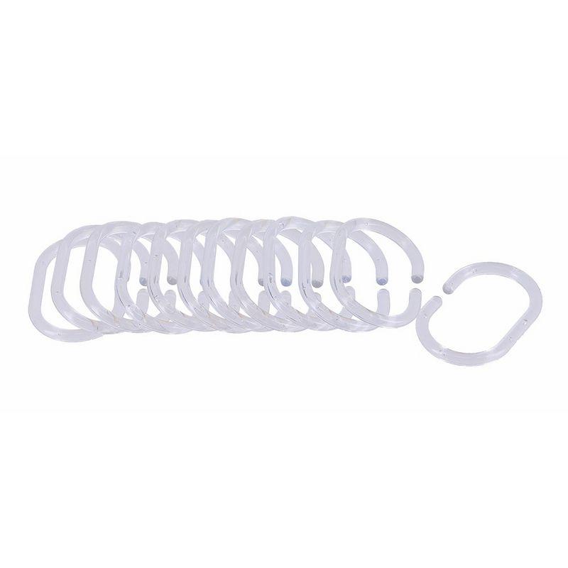 Solid Plastic Shower Curtain Hooks Rings (Set of 12)