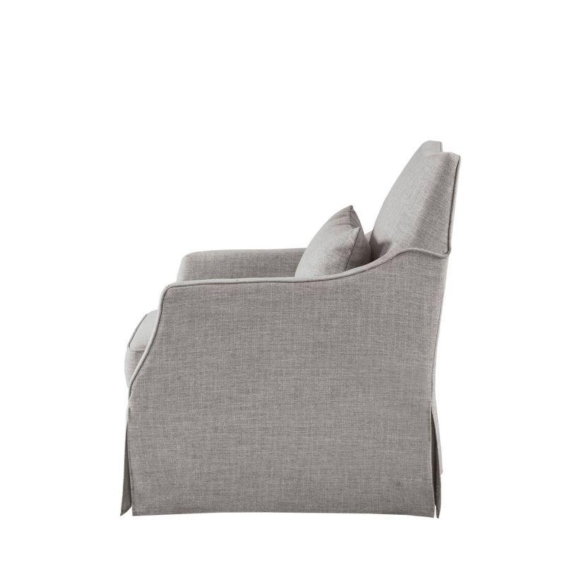 Martha Stewart London Upholstered Skirted Swivel Armchair with Lumbar Pillow