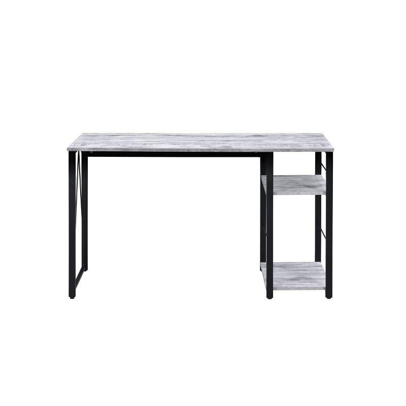 Vadna Writing Desk Weathered White/Black - Acme Furniture: 47-Inch Modern Desk with Open Storage Shelf