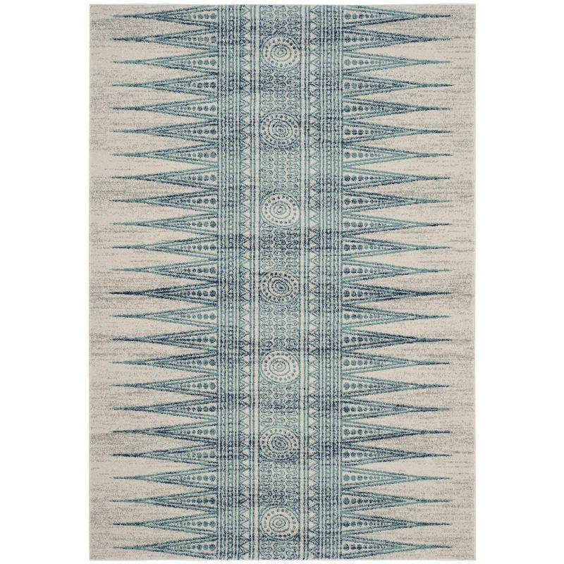 Evoke EVK226 Power Loomed Indoor Area Rug - Ivory/Turquoise - 5'1"x7'6" - Safavieh