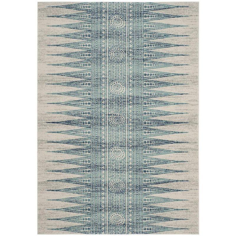 Evoke EVK226 Power Loomed Area Rug - Ivory/Turquoise - 5'1"x7'6" - Safavieh.