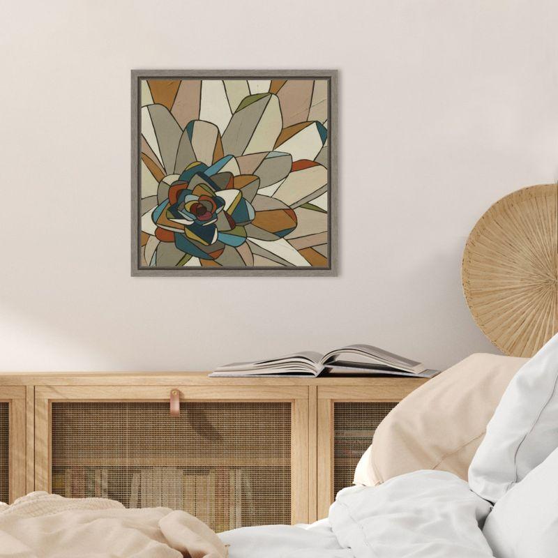 Amanti Art Stained Glass Floral II by June Erica Vess Canvas Wall Art Print Framed 16 x 16-in.