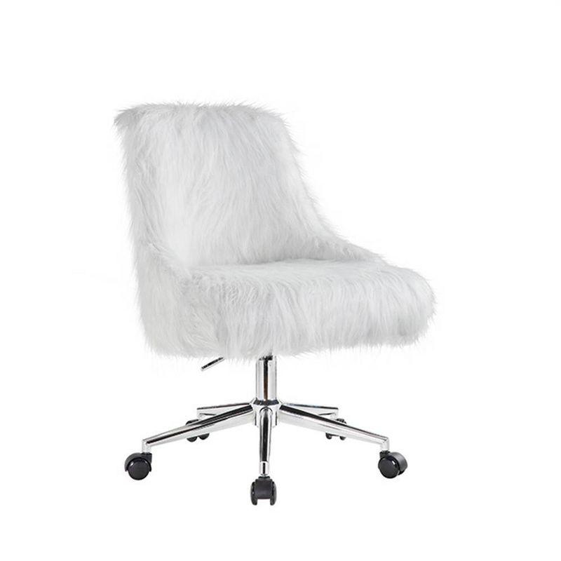 22" Arundell II Accent Chair White Faux Fur/Chrome Finish - Acme Furniture