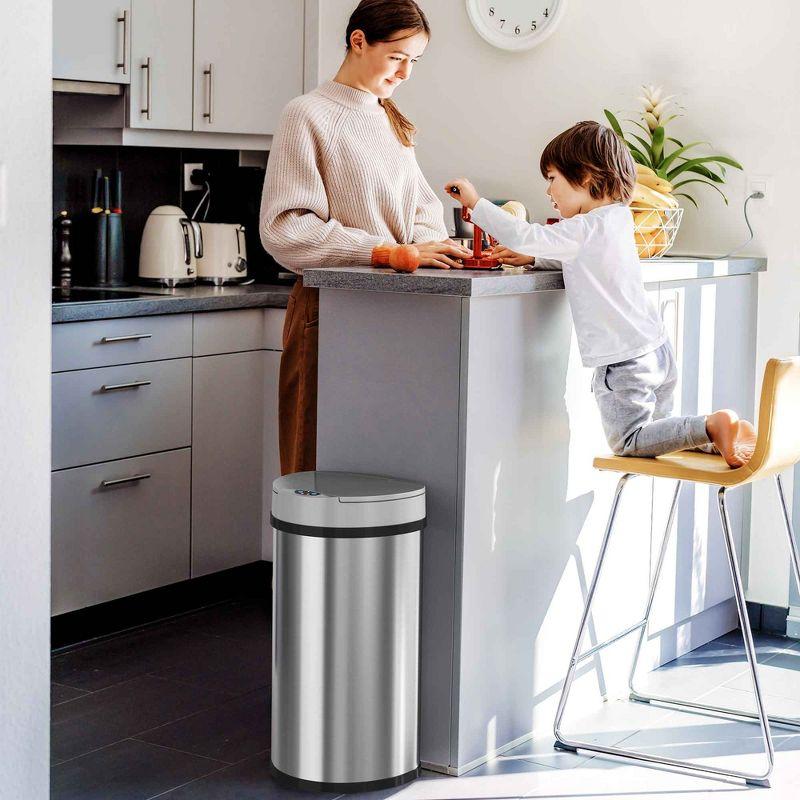 iTouchless Sensor Kitchen Trash Can with AbsorbX Odor Filter 13 Gallon Silver Stainless Steel