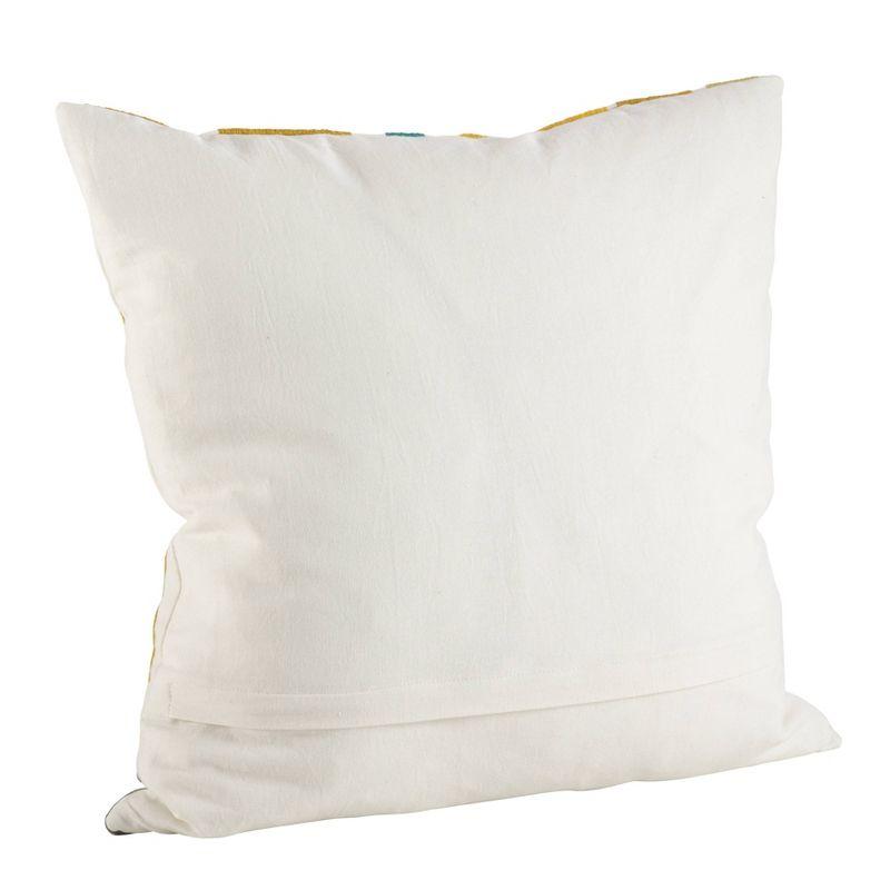 20"x20" Embroidered Brushstroke Design Throw Pillow Lime Haze - Saro Lifestyle: Contemporary Cotton Decor with Duck Down & Polyester Fill
