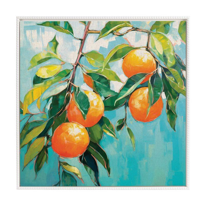 Kate & Laurel All Things Decor 30"x30" Sylvie Beaded Orange Tree Framed Canvas by The Creative Bunch Studio White