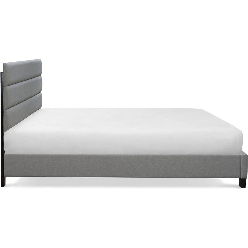 Hudson King-Size Gray Linen Tufted Upholstered Bed with Slats