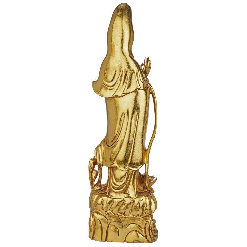 Golden Guan-Yin Chinese Goddess of Mercy Statue