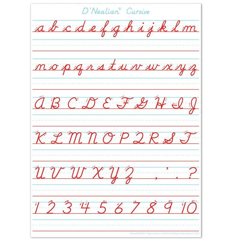 Ashley Productions® Smart Poly® PosterMat Pals™ Space Savers, 13" x 9-1/2", D'Nealian Cursive, Pack of 10