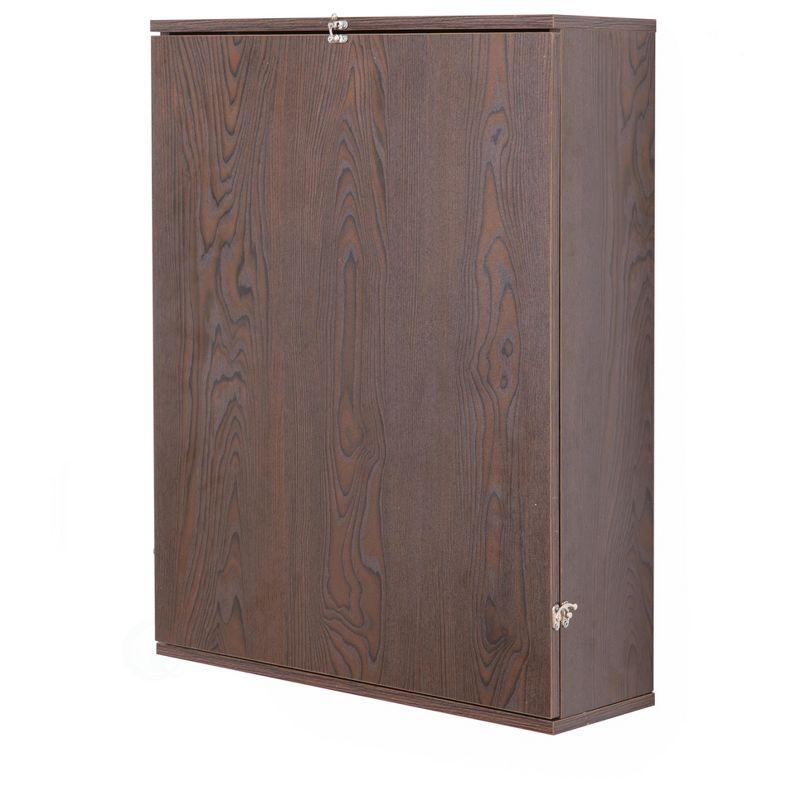 Basicwise Wall Mount Laptop Fold-out Desk with Shelves, Brown