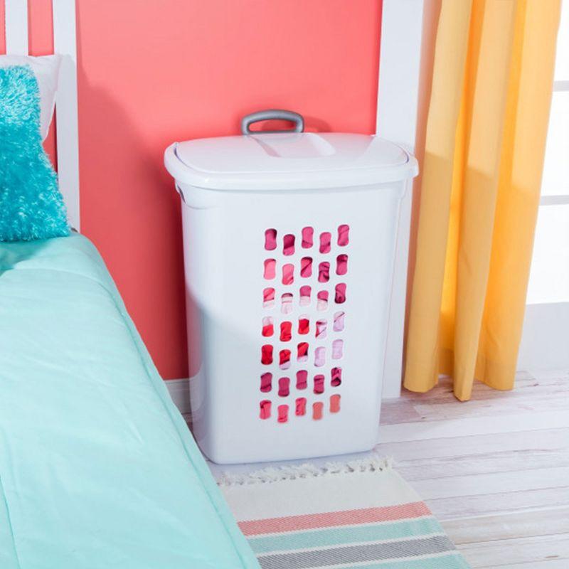 Sterilite Ultra Wheeled Laundry Hamper with Lid, Handle and Wheels for Easy Rolling of Clothes to and from the Laundry Room, Plastic, White, 18-Pack