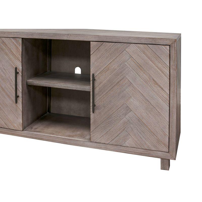 Palisade Console TV Stand for TVs up to 60" Gray - Martin Furniture: Herringbone Pattern, Iron Hardware