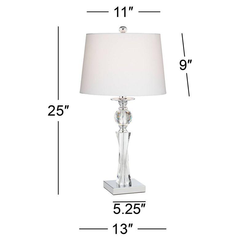 Vienna Full Spectrum Julian Traditional Table Lamp 25" High Clear Twisted Crystal Glass Column White Drum Shade for Bedroom Living Room Bedside Office