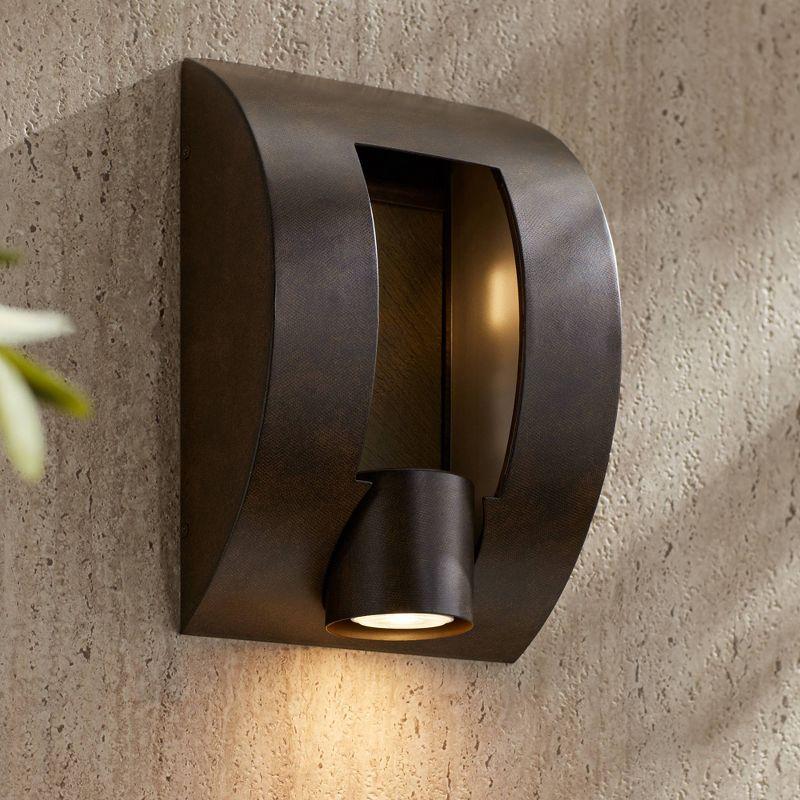 Franklin Iron Works Modern Outdoor Wall Light 12 inch Exterior Bronze Fixture Downlight for House Patio Porch Deck