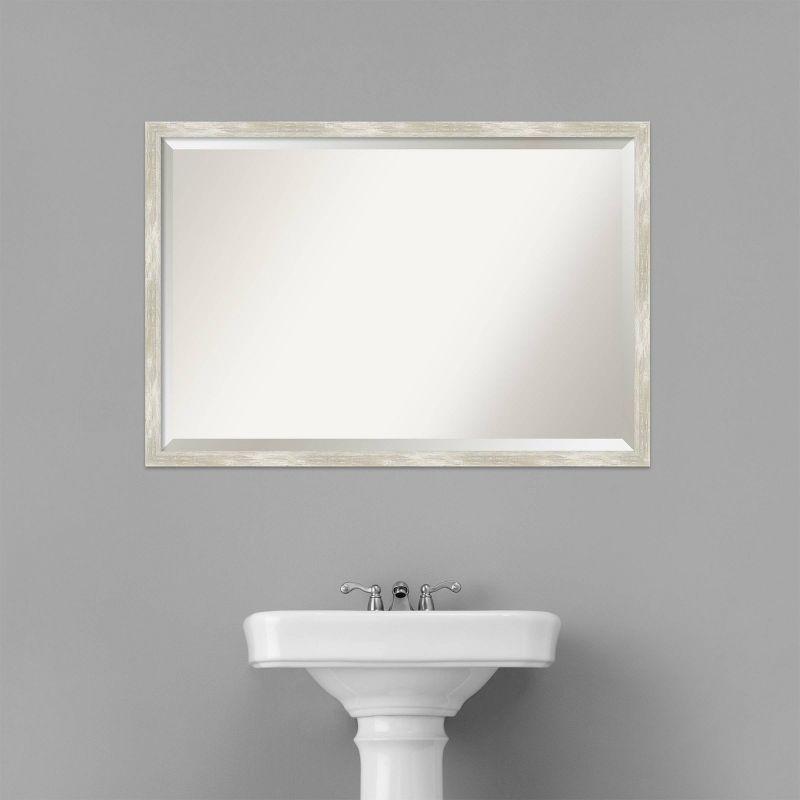 38"x26" Crackled Narrow Framed Bathroom Vanity Wall Mirror Metallic - Amanti Art: Beveled, Wall Mount, Modern Design