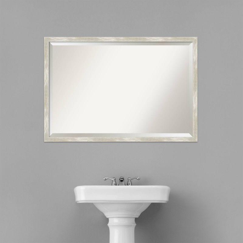 Crackled Narrow Framed Bathroom Vanity Wall Mirror Metallic - Amanti Art