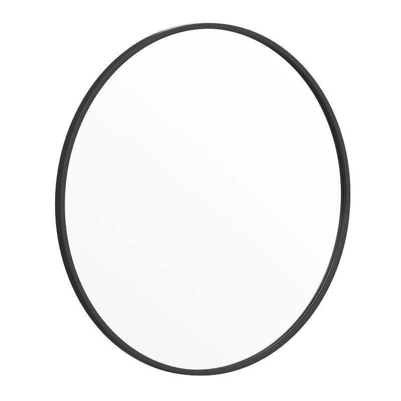 Merrick Lane 30" Round Accent Wall Mirror in Black with Metal Frame for Bathroom, Vanity, Entryway, Dining Room, & Living Room
