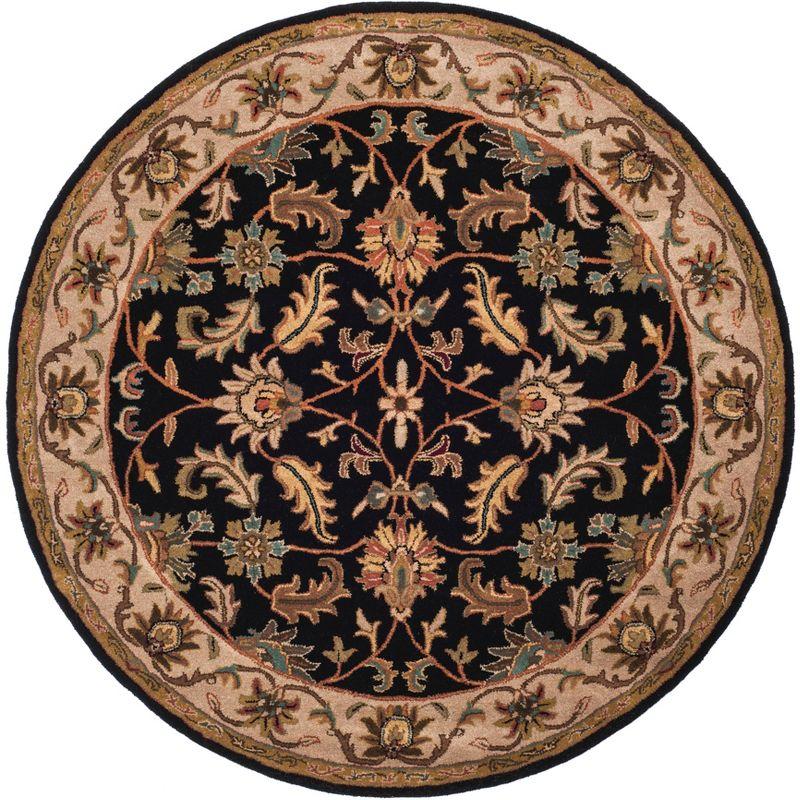 Heritage HG628 Hand Tufted Area Rug - Black/Beige - 6' Round - Safavieh.