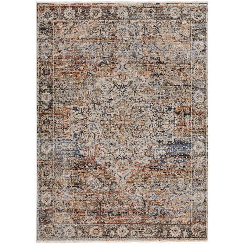 Kaia Transitional Medallion Tan/Orange/Blue Area Rug
