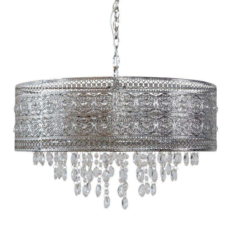 Brielle 26'' Polished Nickel Floral Crystal Medallion Chandelier