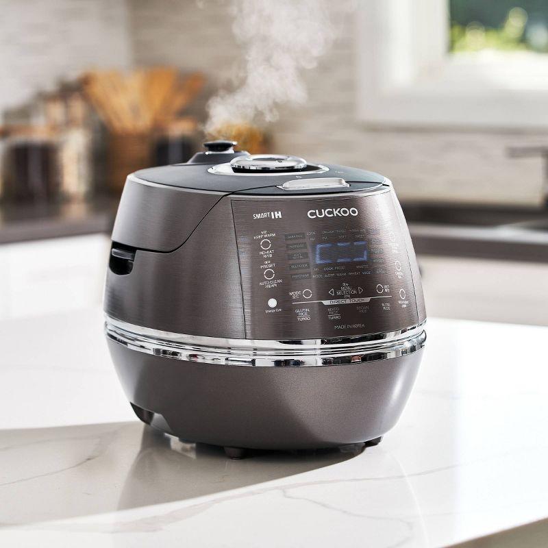 CUCKOO 6-Cup Induction Heating Pressure Rice Cooker with Nonstick Inner Pot, 21 Menu Modes, Fuzzy Logic Tech, 3 Voice Guide, Auto Clean (Dark Grey) CRP-DHSR0609FD