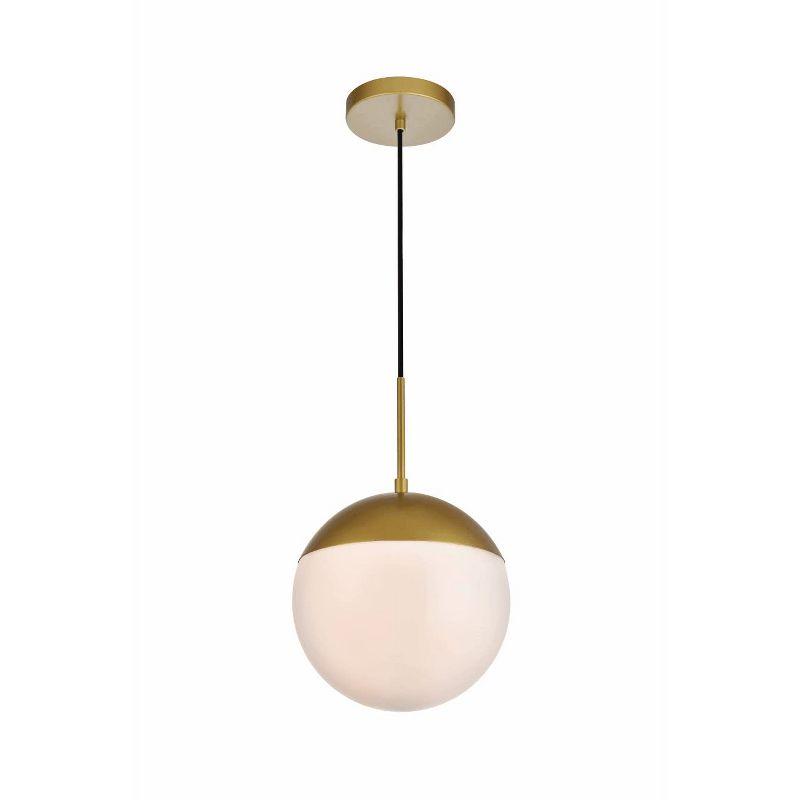 Elegant Lighting Eclipse 1 Light Chrome Pendant With Frosted White Glass