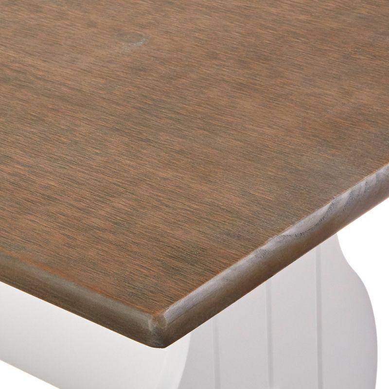 Buylateral 3pc Washington Farmhouse Solid Wood Breakfast Nook Dining Set White/Dark Walnut: L-Shaped, Solid Pine, Storage Bench