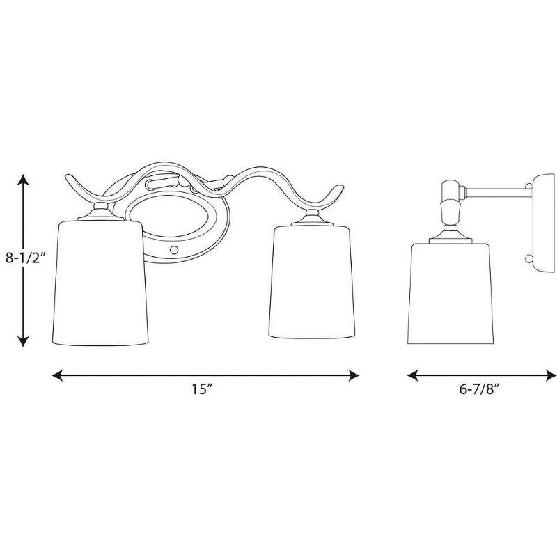 Progress Lighting Inspire Collection 2-Light Wall Sconce, Brushed Nickel, Etched Glass Shades