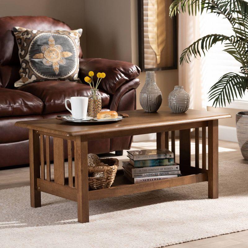 Rylie Rectangular Wood Coffee Table Brown - Baxton Studio: Mission Style, Lower Shelf Storage