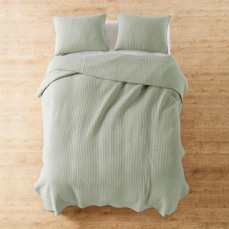 Sage Green Cotton Reversible King Quilt Set