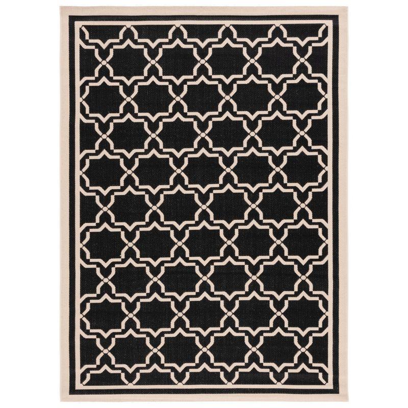 Courtyard CY6916 Power Loomed Indoor and Outdoor Area Rug - Black/Beige - 5'3"x7'7" - Safavieh