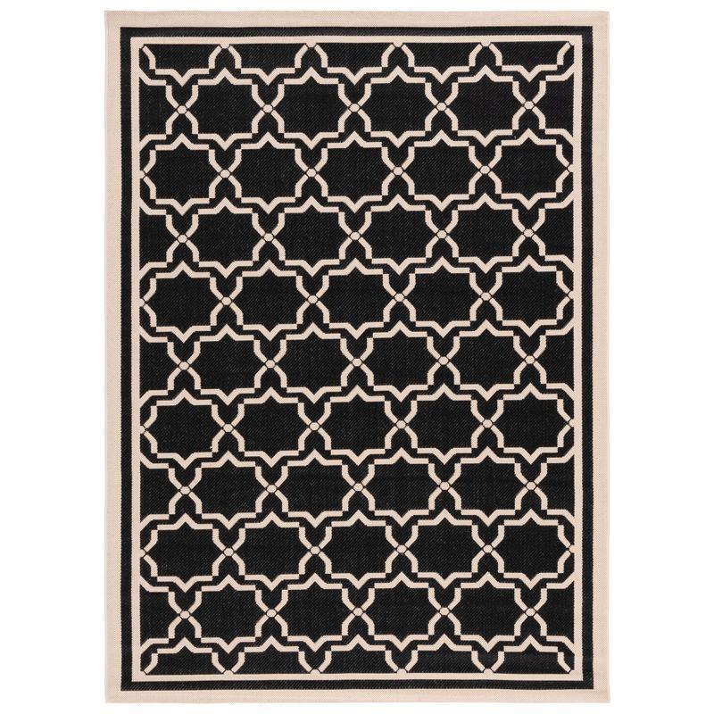 Elegant Black Synthetic 59" Rectangular Indoor/Outdoor Rug