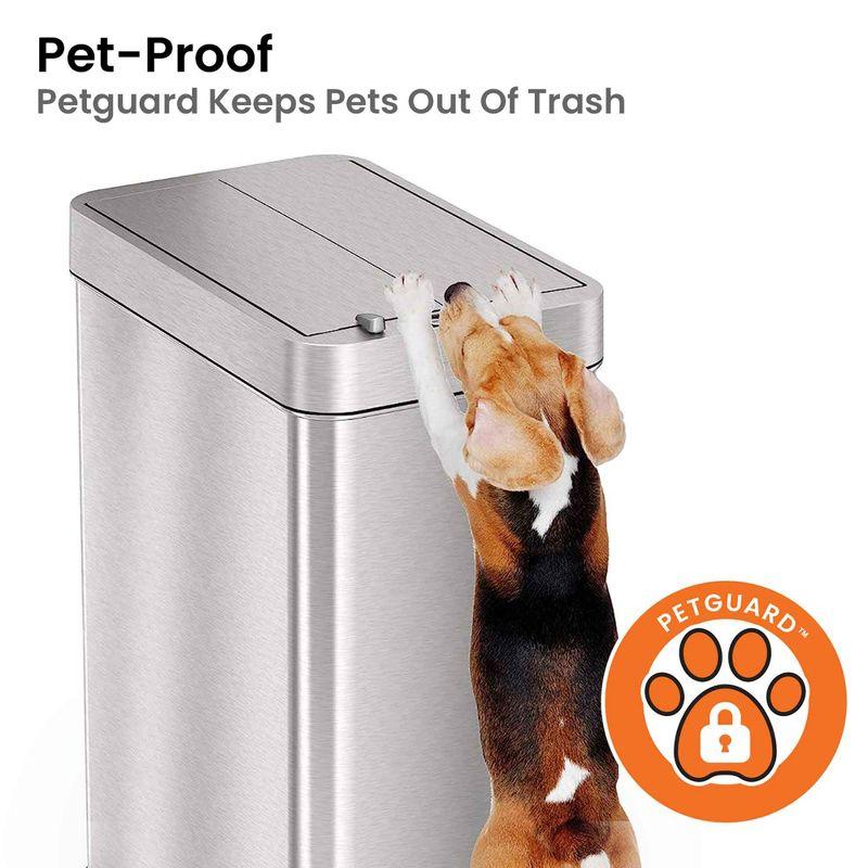 Silver Stainless Steel Touchless Motion Sensor Trash Can with Pet Lock