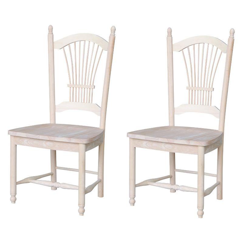 International Concepts Set Of 2 Sheafback Chair Unfinished: Hardwood Frame, Farmhouse Style, 225 lbs Capacity