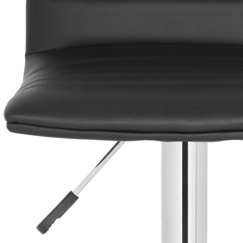 Transitional Black Leather Swivel Adjustable Bar Stool