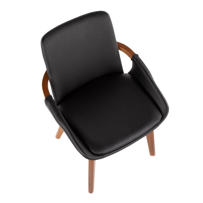 LumiSource Cosmo Mid-Century Modern Chair Black/Walnut: Upholstered, Wood Frame, Floor Protectors