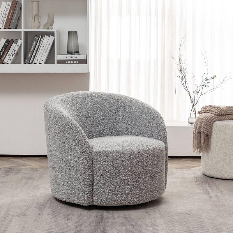 34" Wide Upholstered Swivel Barrel Chair - Kinwell