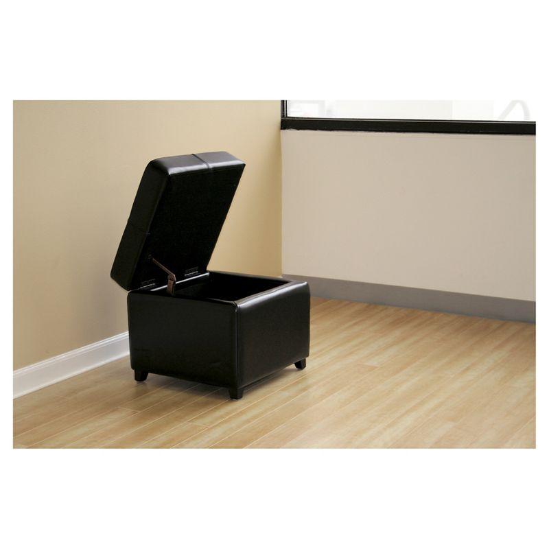 Full Leather Storage Cube Ottoman Black - Baxton Studio: Faux Leather, Wood Frame, No Assembly Required
