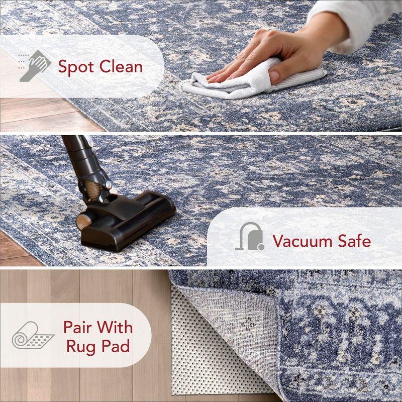 Nuloom Florid Emma Floral 4x6 Indoor Area Rug for Living Room Bedroom Dining Room Kitchen, Blue/Ivory