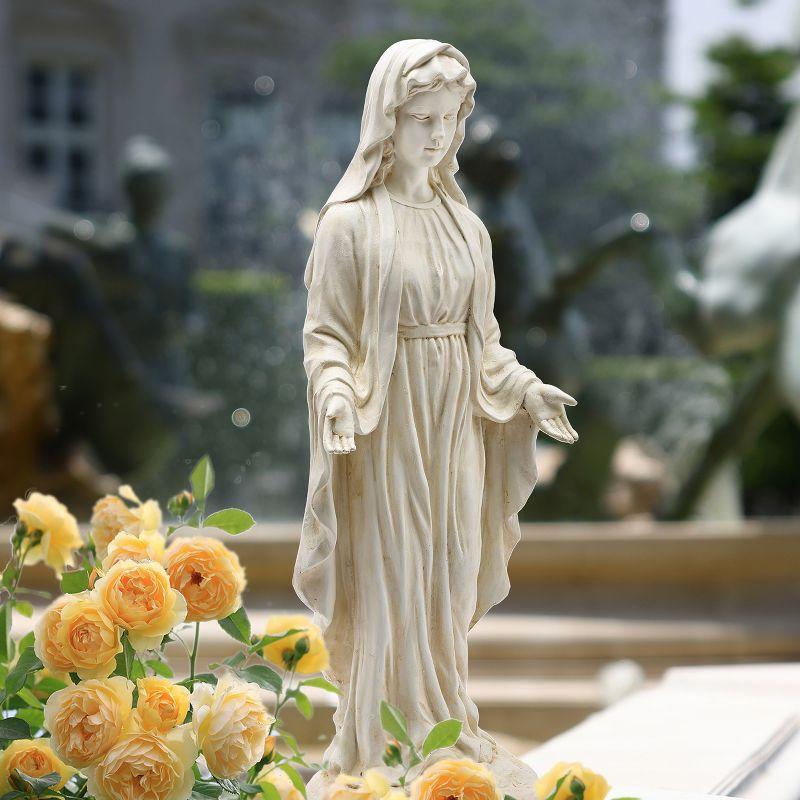 LuxenHome 30.5" H Virgin Mary Indoor Outdoor Statue Garden Statues, Ivory Off-White