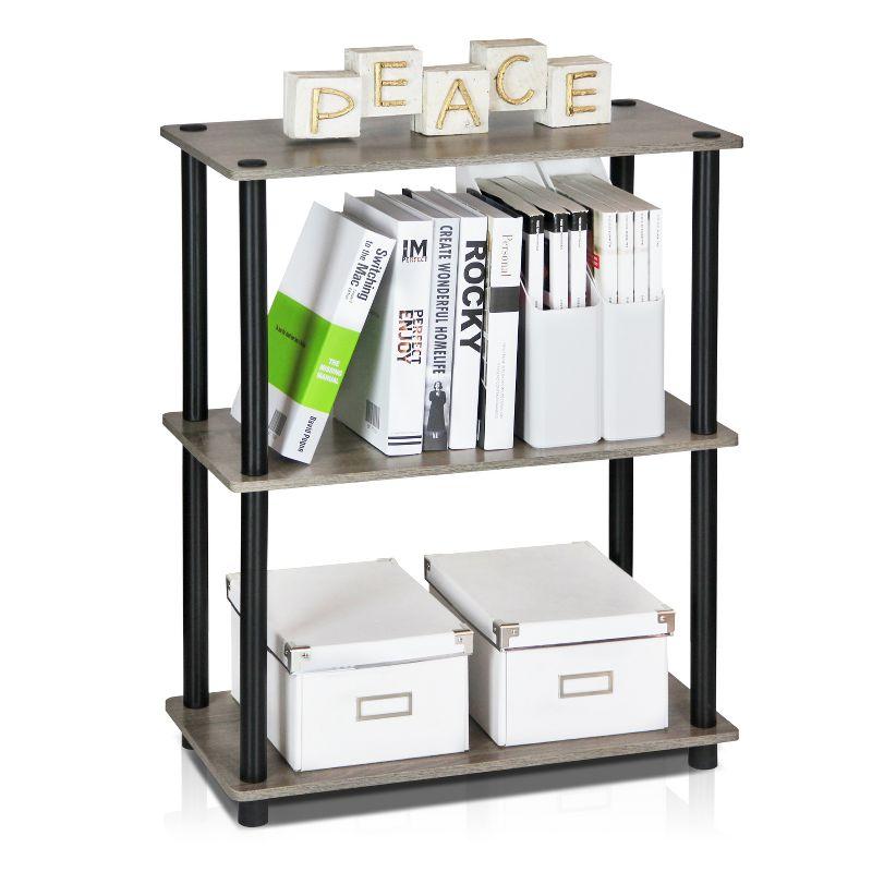 Furinno 3-Tier Industrial Bookcase Compact Bookshlef Multipurpose Open Storage Shelf Display Rack