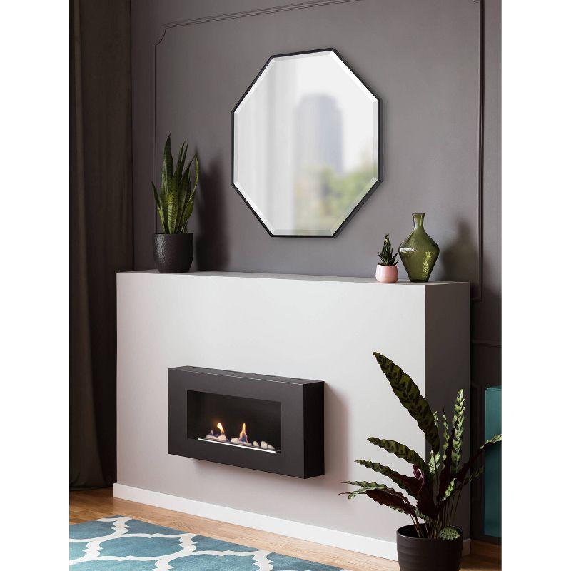 Kate & Laurel All Things Decor 28.7" x 28.7" Rhodes Octagon Wall Mirror Black : Modern, Beveled, Easy to Hang