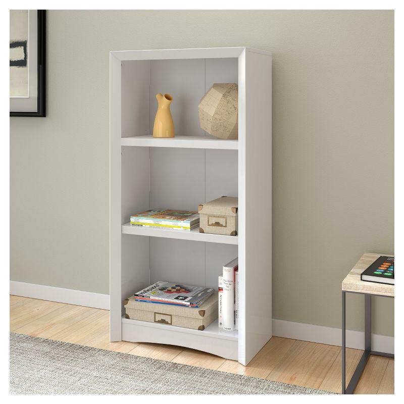 Sleek Modern Adjustable 47" White Woodgrain Laminate Bookcase