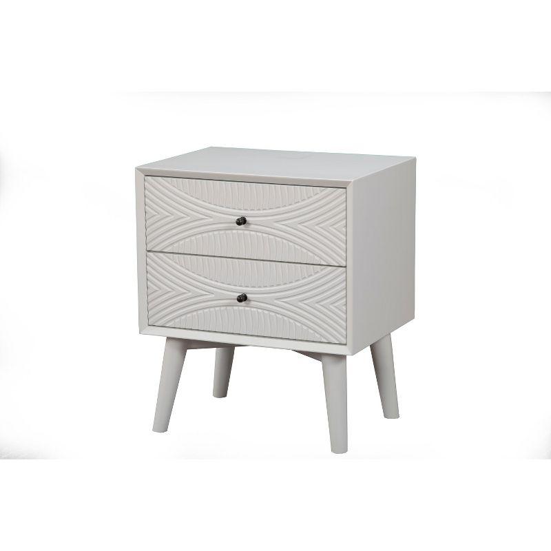 Alpine Furniture Tranquility 2 Drawer Nightstand, 22" W X 16" D X 26" H, white