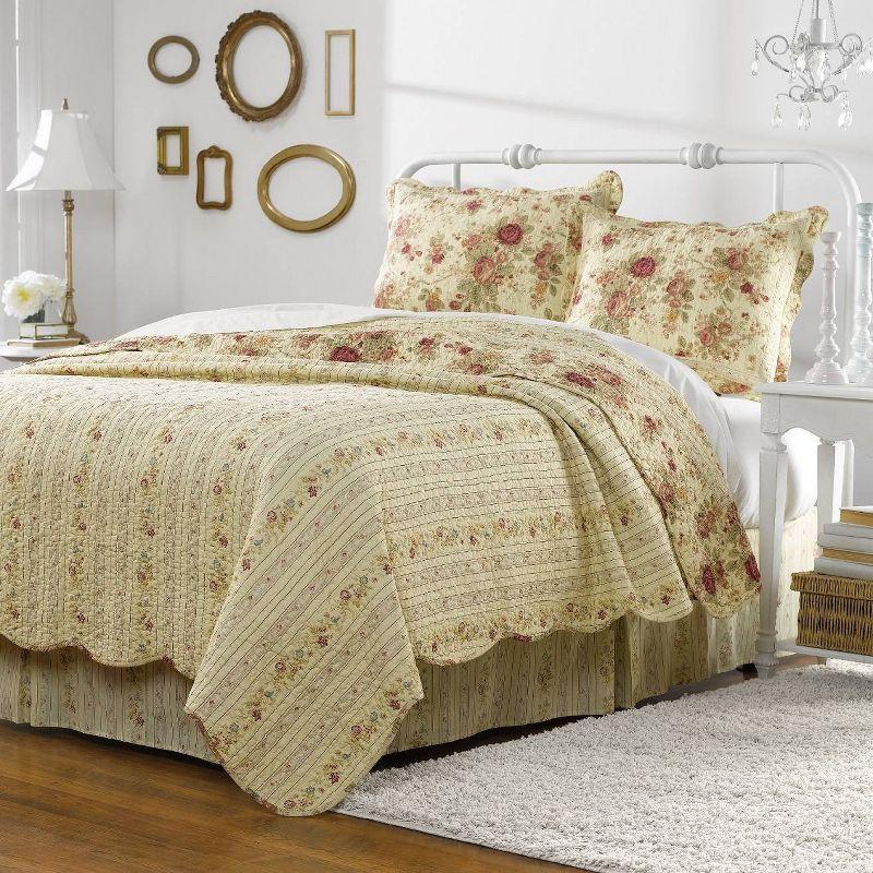 Antique Rose Cotton Reversible Quilt Set