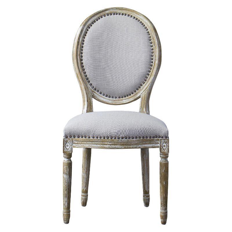 Clairette Wood Traditional French Accent Chair Beige - Baxton Studio: Birch Frame, Linen Upholstery, Nail-Head Trim